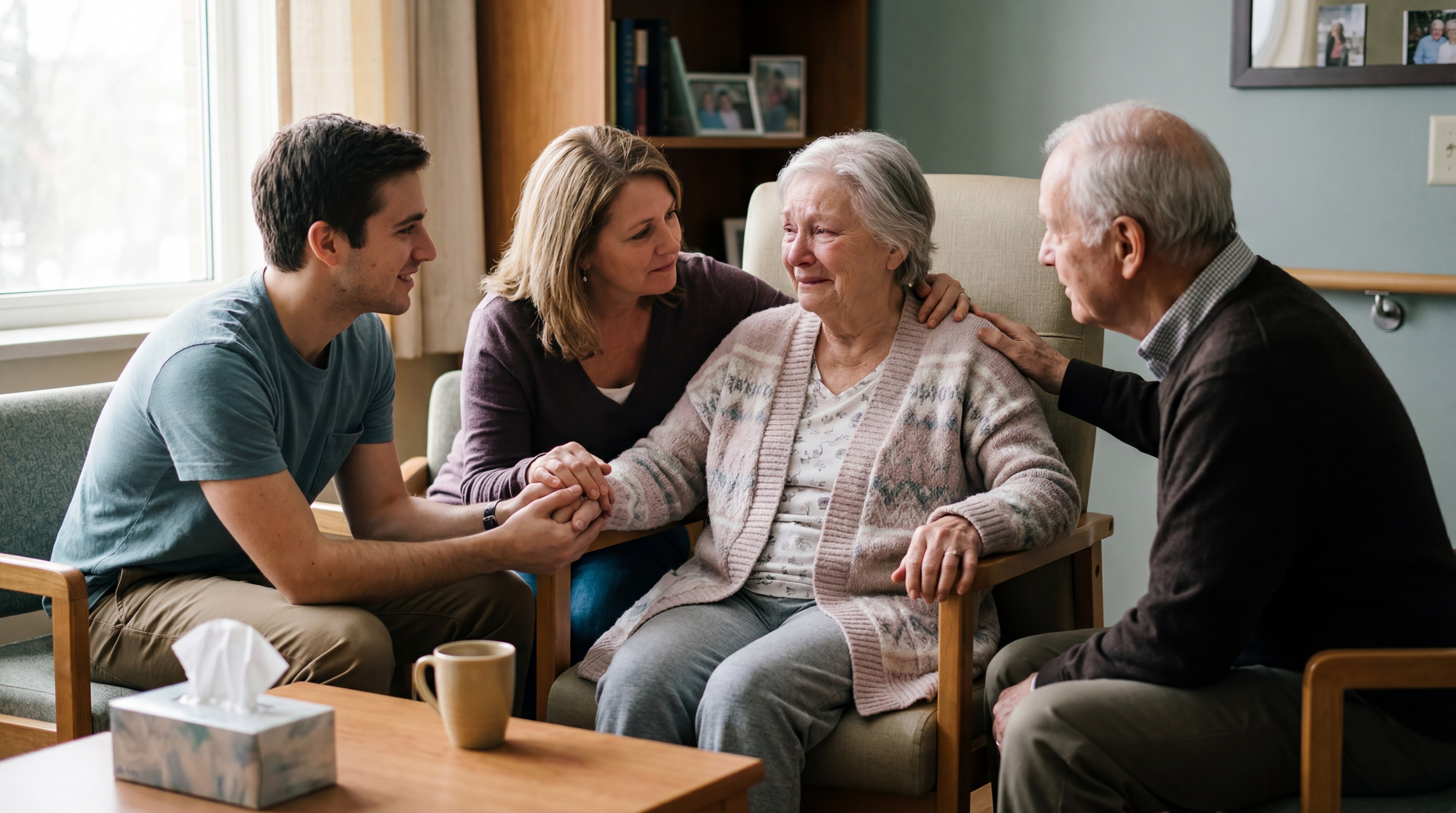 Family gathered together during hospice care