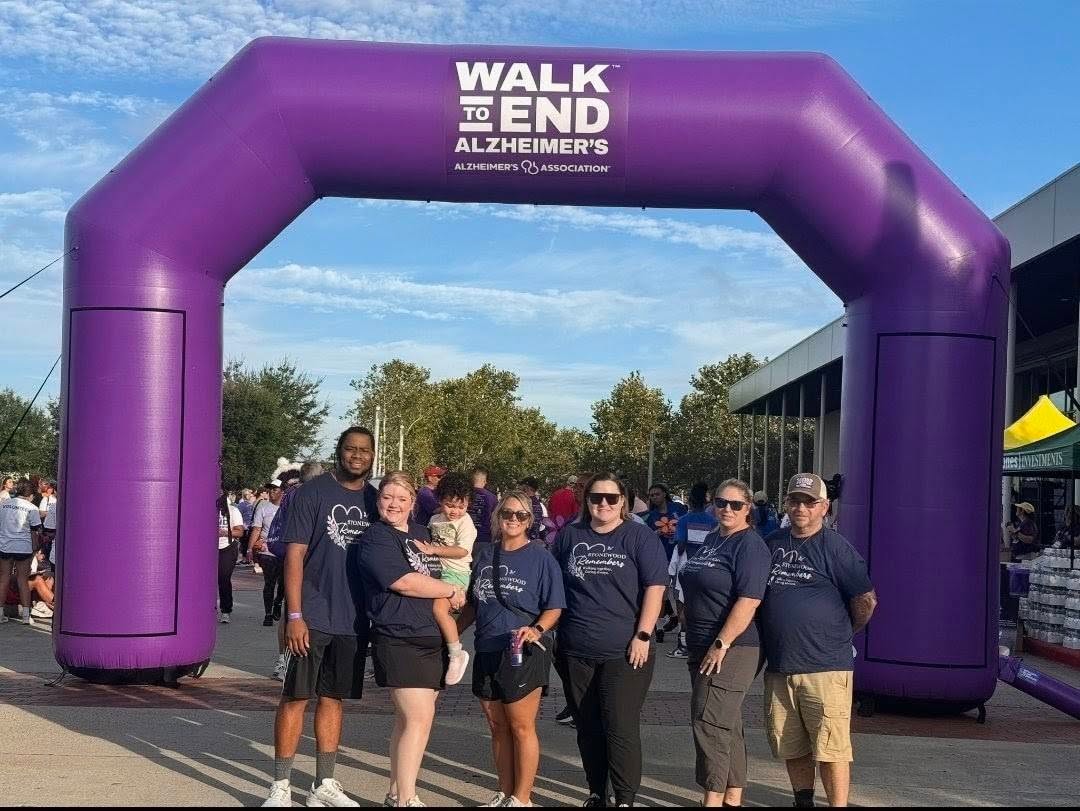 Stonewood Hospice team at the Walk to End Alzheimer’s finish arch